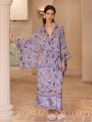 Vine Blossom Cotton Kimono Robe